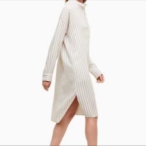 Aritzia Babaton white stripe shirt dress